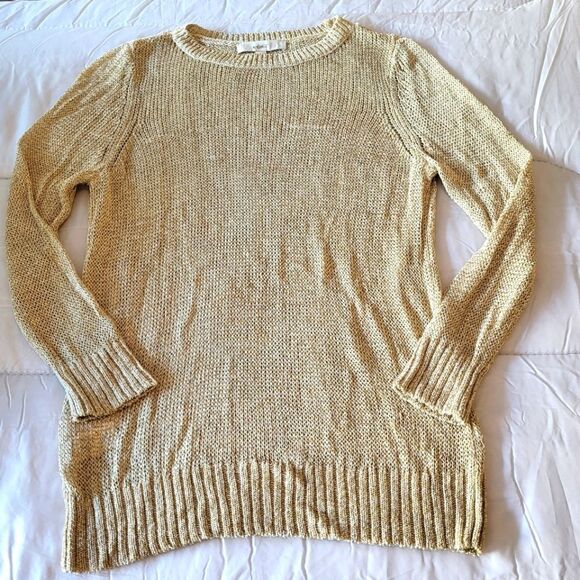 LOFT Gloden Shimmer Knitted Sweater Slightly Sheer Size M - Picture 1 of 6